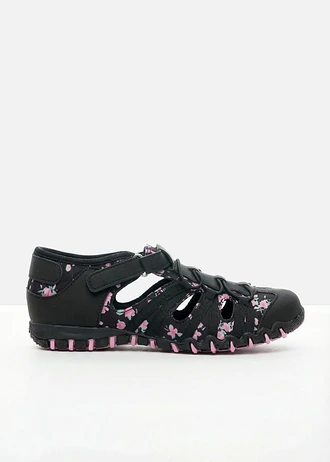 Instappers met een geprofileerde loopzool • zwart-pink gebloemd • bonprix online shop