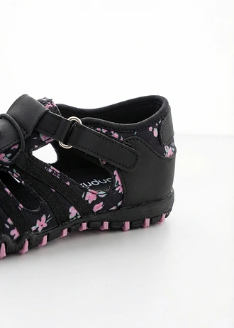 Instappers met een geprofileerde loopzool • zwart-pink gebloemd • bonprix online shop