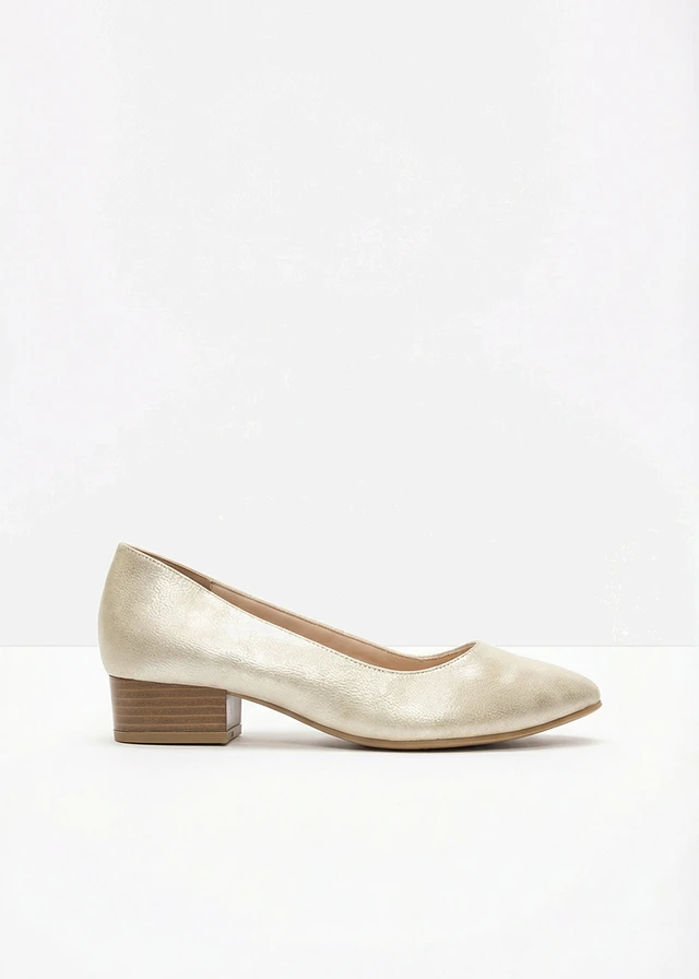 Pantofi cu toc pătrat • bej metalic • magazin bonprix