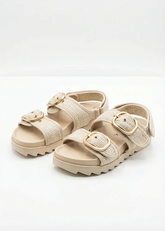 Sandales à plateforme et brides aspect tweed, Couleur: beige galet