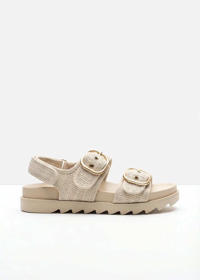 Plateau sandalen in bouclé look • kiezelbeige • bonprix online shop