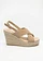 Sleehak sandaletten in raffia-look, Kleur: mat camel