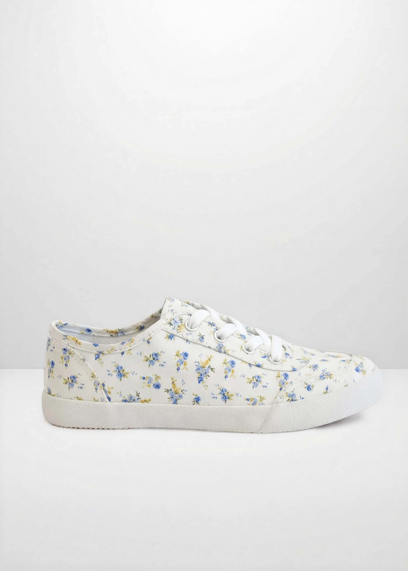 Sneakersy z bawełnianego płótna • biało-ciemnoniebieski w kwiaty • sklep bonprix