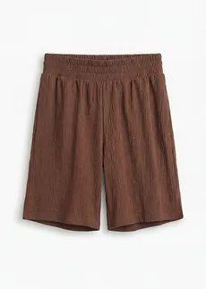 Short taille élastiquée en crêpe gaufré, Couleur: pistache mat