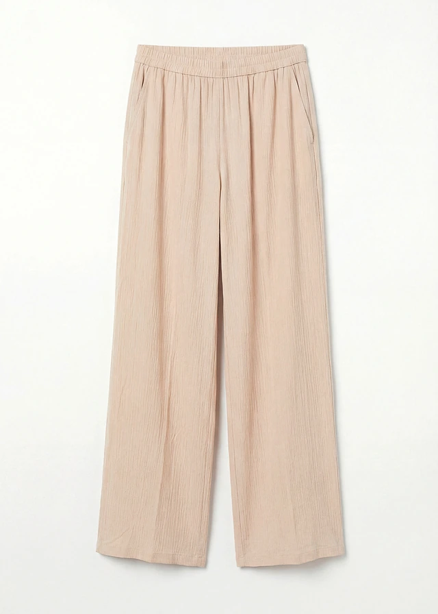 Pantalon palazzo en viscose douce, Couleur: sable clair