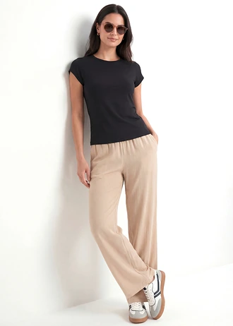 Pantaloni palazzo din viscoză moale • bej nisipiu mat • magazin bonprix