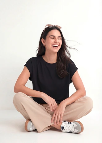 Pantaloni palazzo din viscoză moale • bej nisipiu mat • magazin bonprix