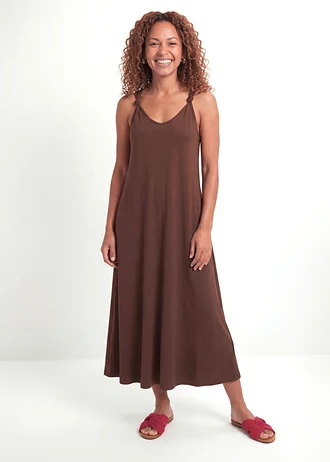 Jersey jurk van puur katoen • bruin • bonprix online shop