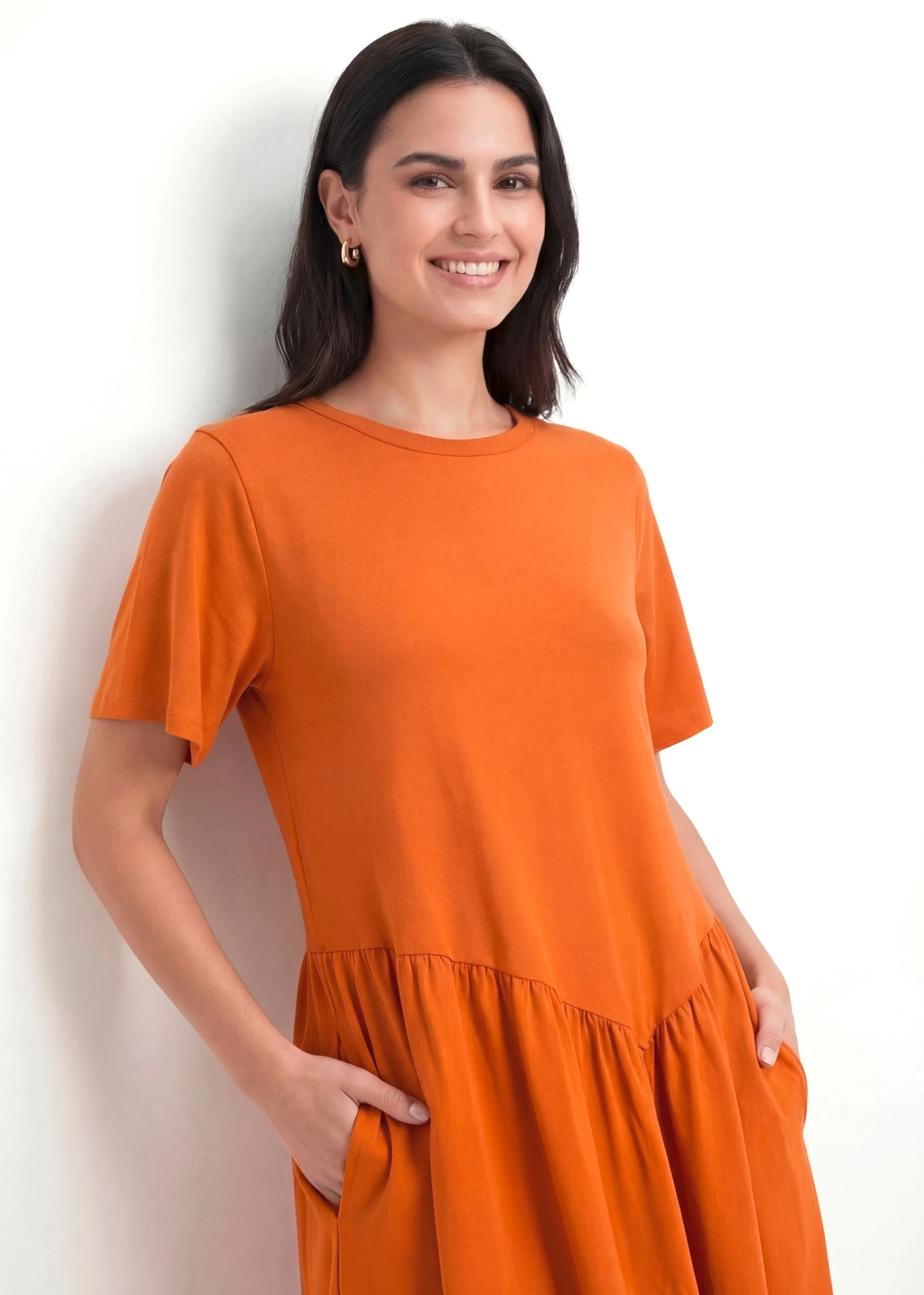 Jersey jurk van biologisch katoen • terracotta • bonprix online shop