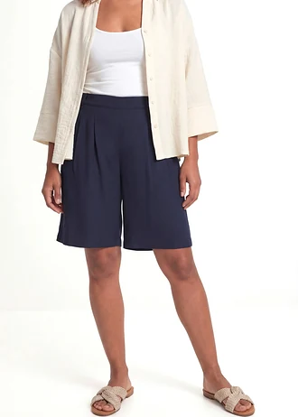 Bermuda van soepele viscose, Kleur: donkerblauw