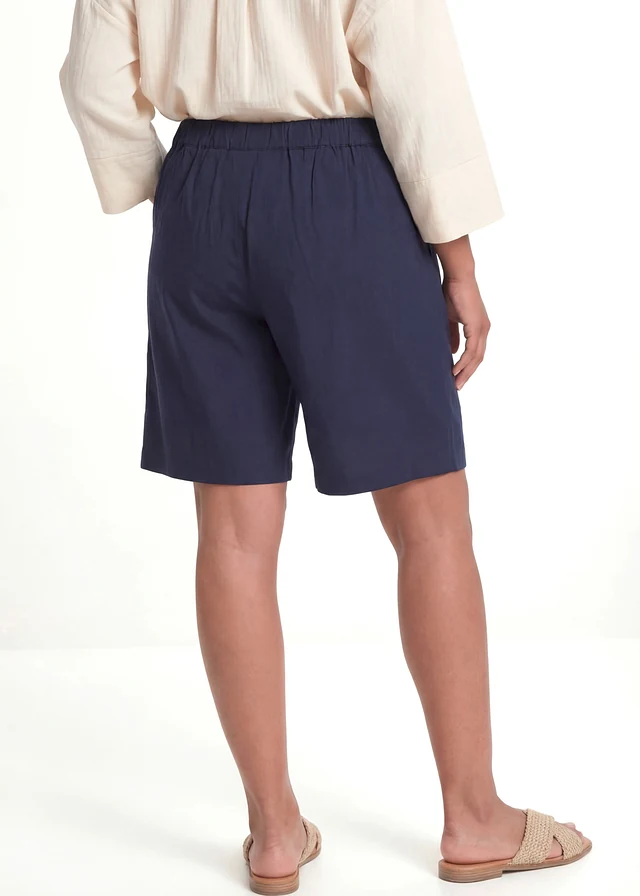 Bermuda van soepele viscose, Kleur: donkerblauw