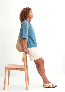 Bermuda effet paper touch en coton extensible • écru • Boutique bonprix