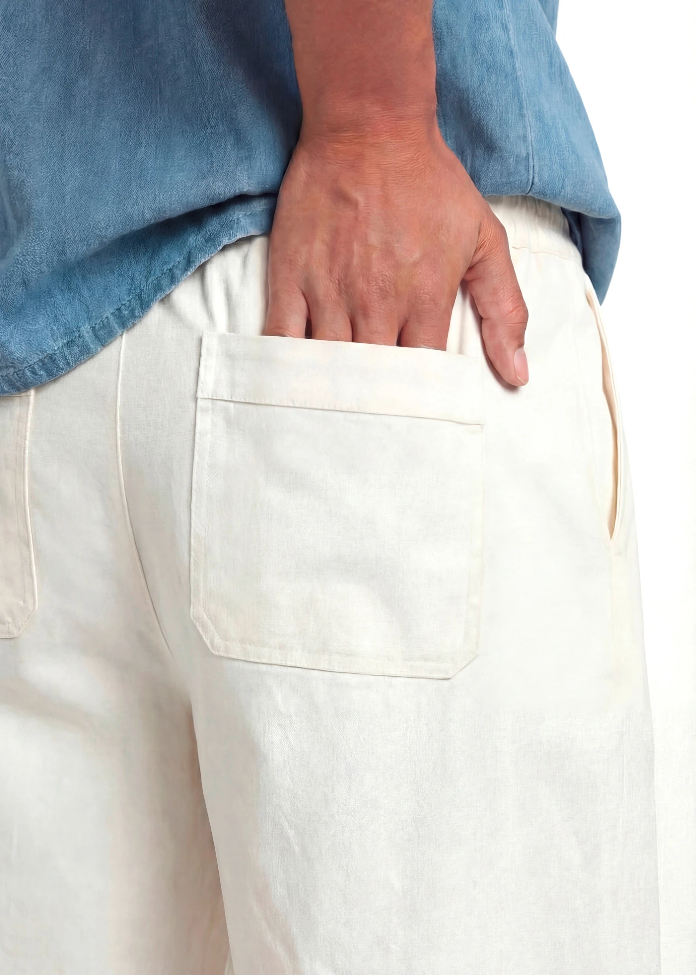 Bermuda effet paper touch en coton extensible • écru • Boutique bonprix