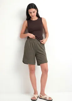 Short large en tissu sweat • olive foncé chiné • Boutique bonprix