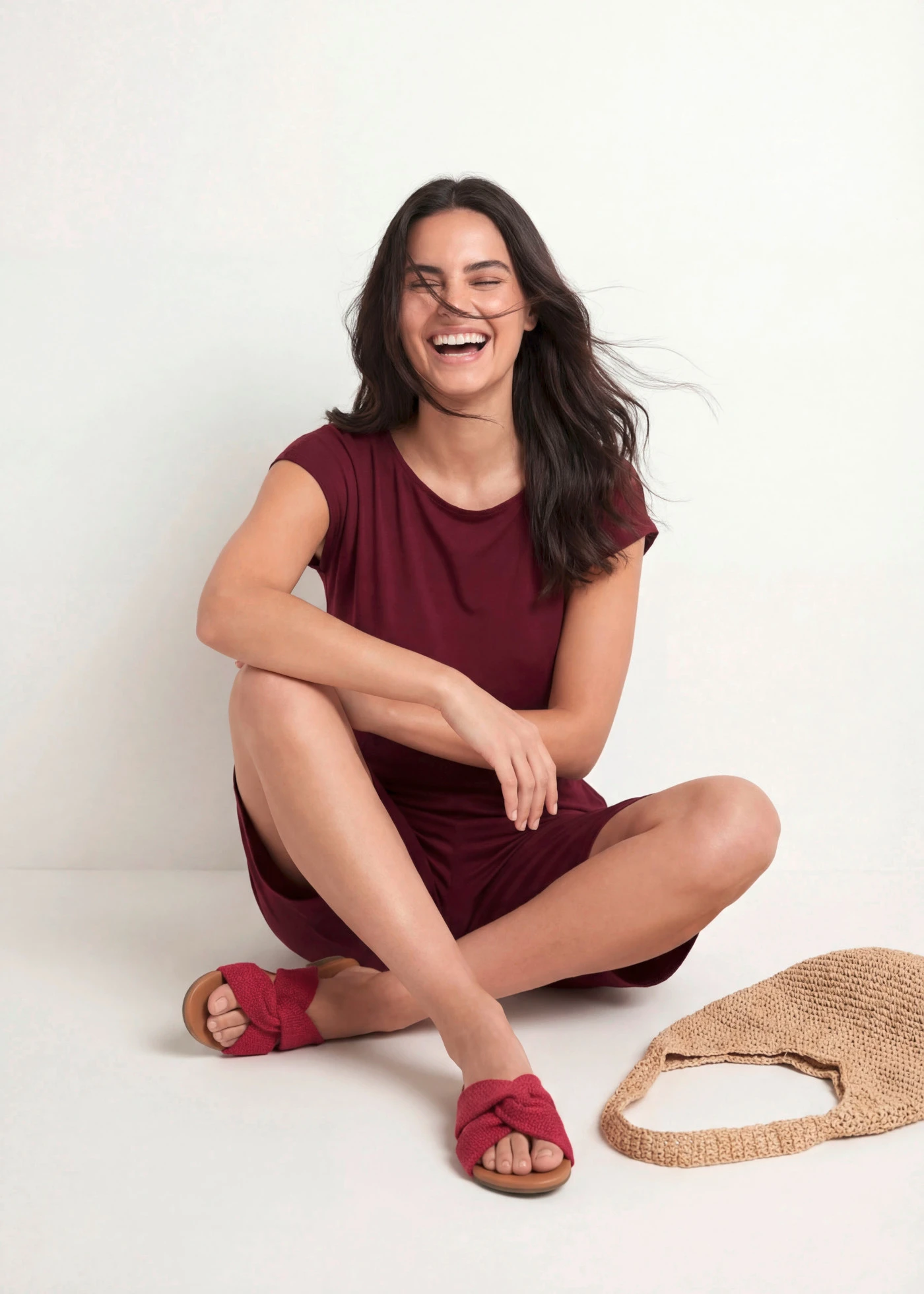Overal z mäkkého viskózového mixu • javorovo červená • obchod bonprix
