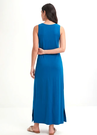 Robe longue en coton et viscose, Couleur: bleu arctique