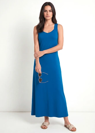 Maxi jurk van een katoen-viscosemix • arctisch blauw • bonprix online shop