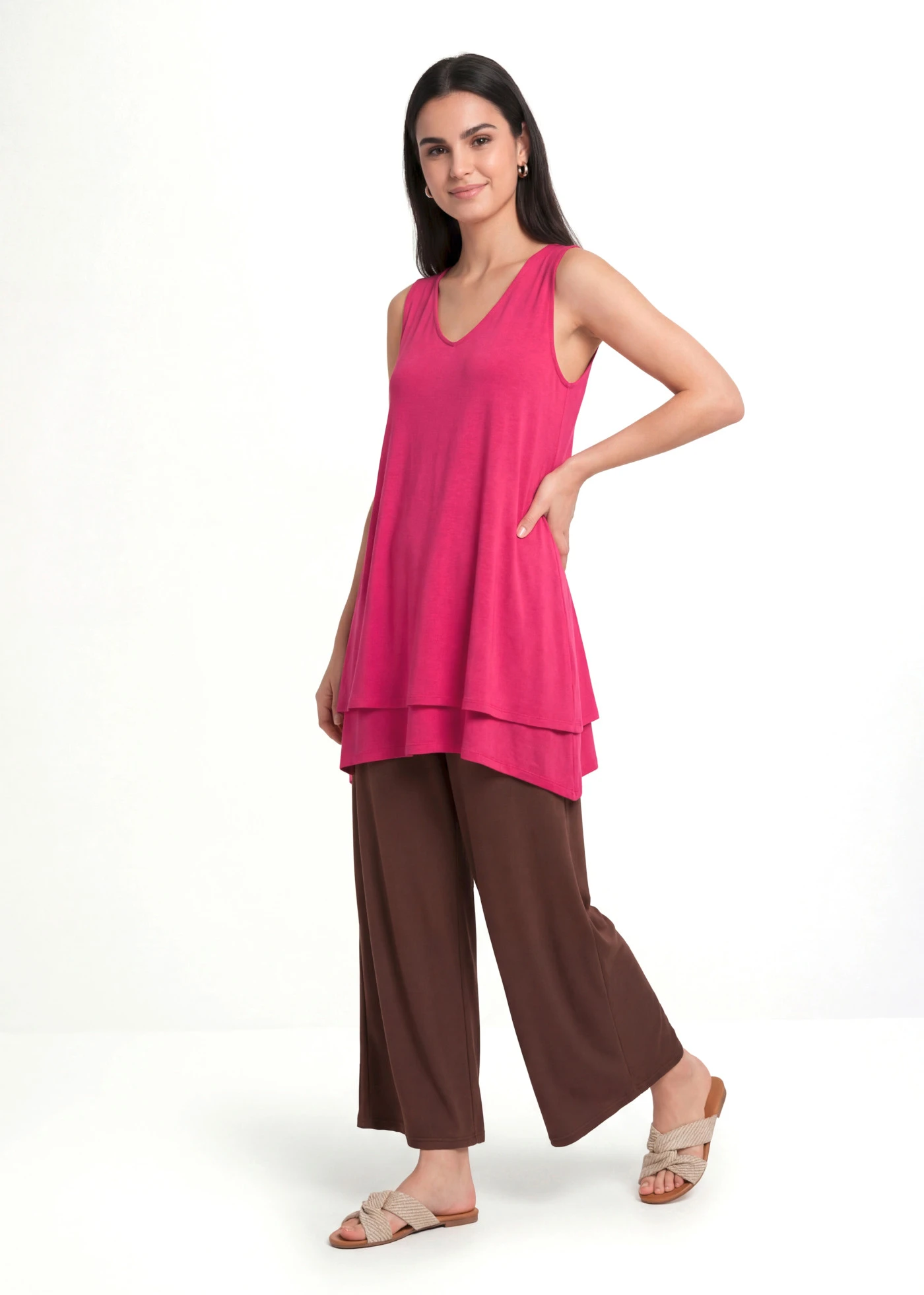 Top long double épaisseur en viscose extensible • fuchsia • Boutique bonprix