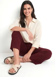 Pantalon en jersey côtelé à taille élastiquée • rouge érable • Boutique bonprix