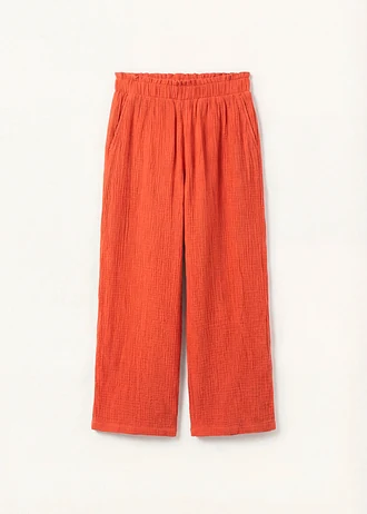 Pantalon large en gaze de coton, Couleur: rouge cannelle