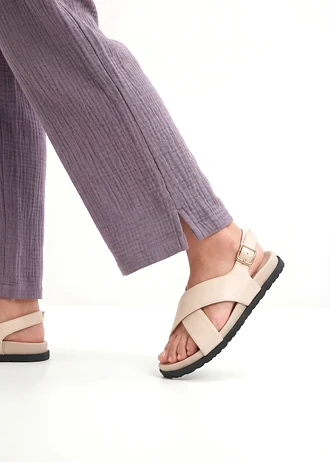 Pantalon palazzo léger en gaze de coton • violine fumé • Boutique bonprix