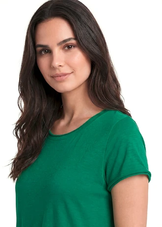Sukienka T-shirtowa z bawełny organicznej • zieleń kamieni szlachetnych • sklep bonprix
