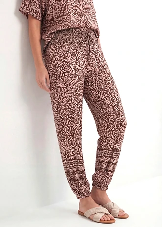 Broek van soepele viscose, Kleur: bruin paisley