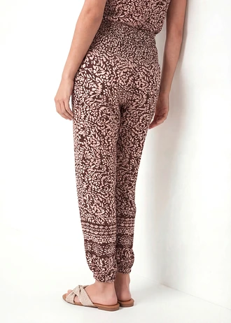 Broek van soepele viscose, Kleur: bruin paisley