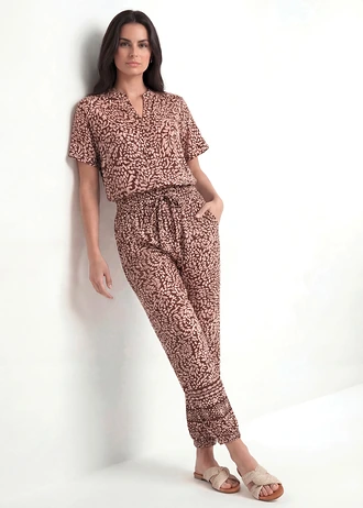 Broek van soepele viscose, Kleur: bruin paisley