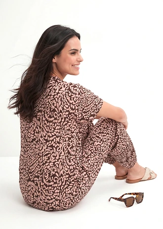 Tunique-blouse en viscose fluide, Couleur: marron paisley