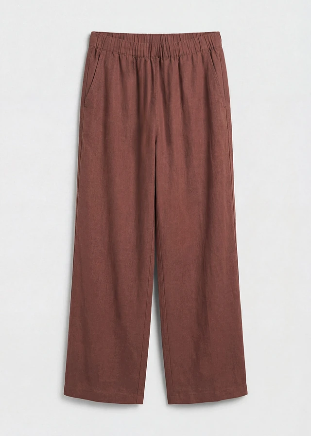 Pantalon large en lin majoritaire • marron • Boutique bonprix