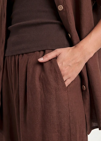 Pantalon large en lin majoritaire • marron • Boutique bonprix