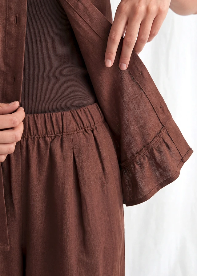 Pantalon large en lin majoritaire • marron • product-page.page-title-suffix
