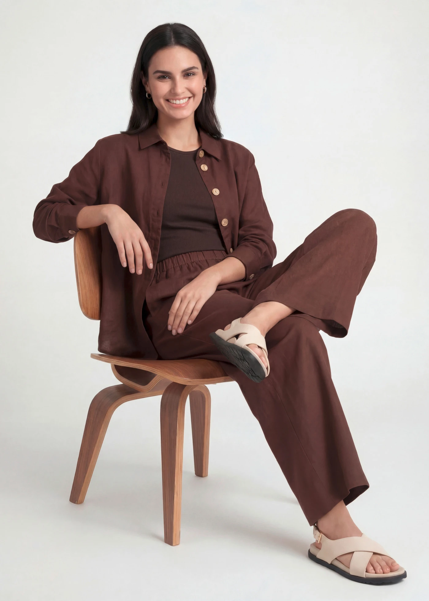 Pantaloni culotte din material cu in • maro • magazin bonprix