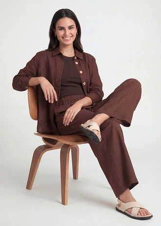 Pantaloni culotte din material cu in • maro • magazin bonprix