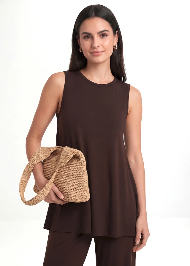 Shirt van zachte viscose, Kleur: donkerbruin