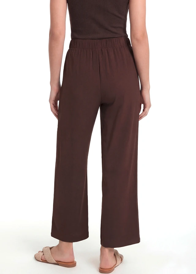 Jersey broek van viscose-mix, Kleur: donkerbruin