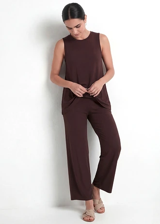 Pantaloni din jerse din material cu viscoză • maro închis • magazin bonprix