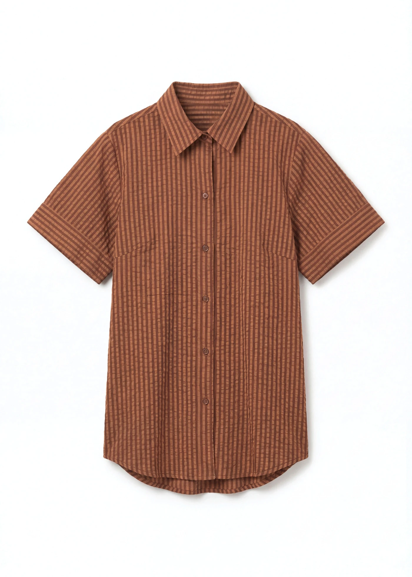 Overhemdblouse van seersucker • bruin-mat camel verticaal gestreept • bonprix online shop