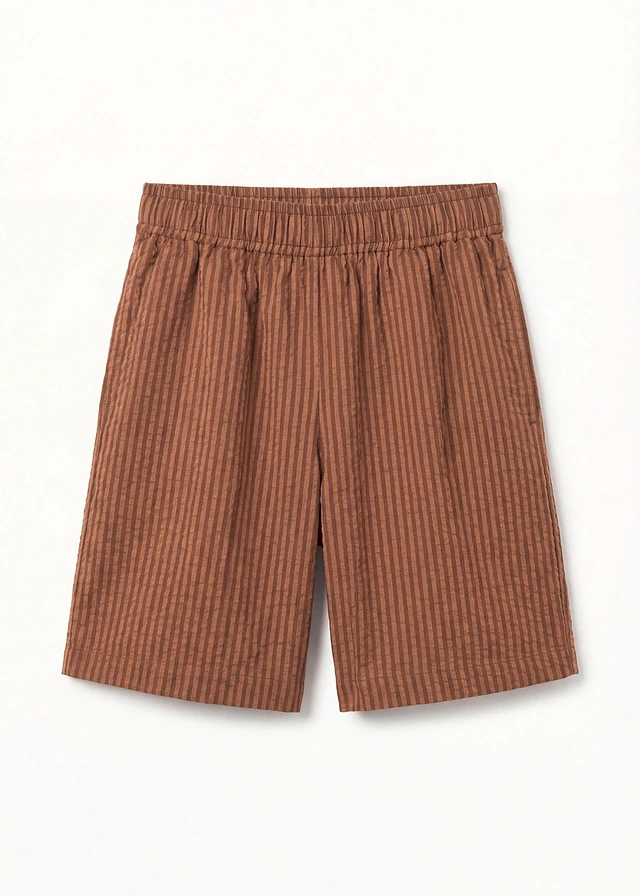Pantaloni scurți confortabili, cu bată elastică • maro dungat vertical • magazin bonprix