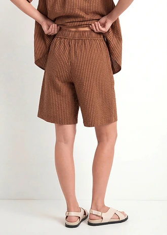 Pantaloni scurți confortabili, cu bată elastică, culoare: maro dungat vertical