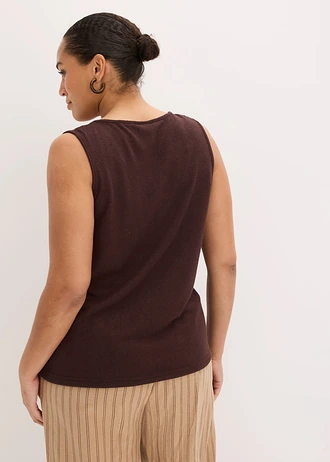 Pletený top s perličkovým detailom • škoricovo červená plus size • obchod bonprix