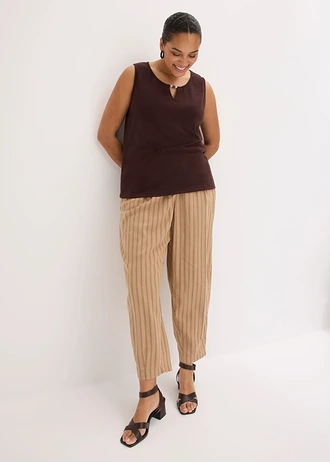 Kötött top gyöngyös részlettel • fahéjpiros plus size • bonprix áruház