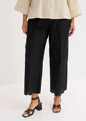 Pantalon large 100% coton, Couleur: noir