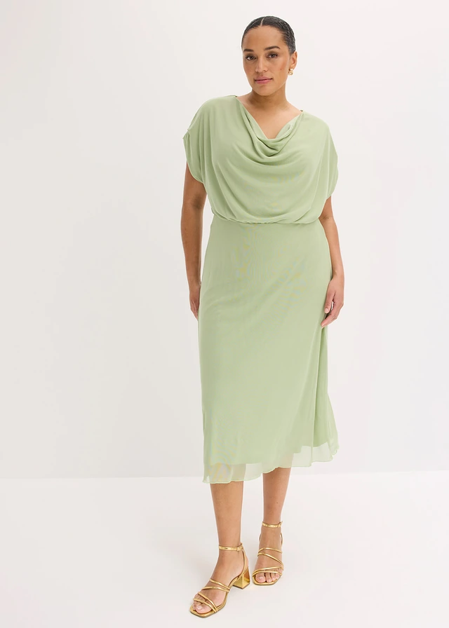 Jersey jurk van zachte mesh, Kleur: bleekgroen