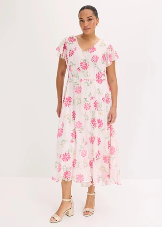 Combinaison avec décolleté en V, Couleur: rose clair-fuchsia floral