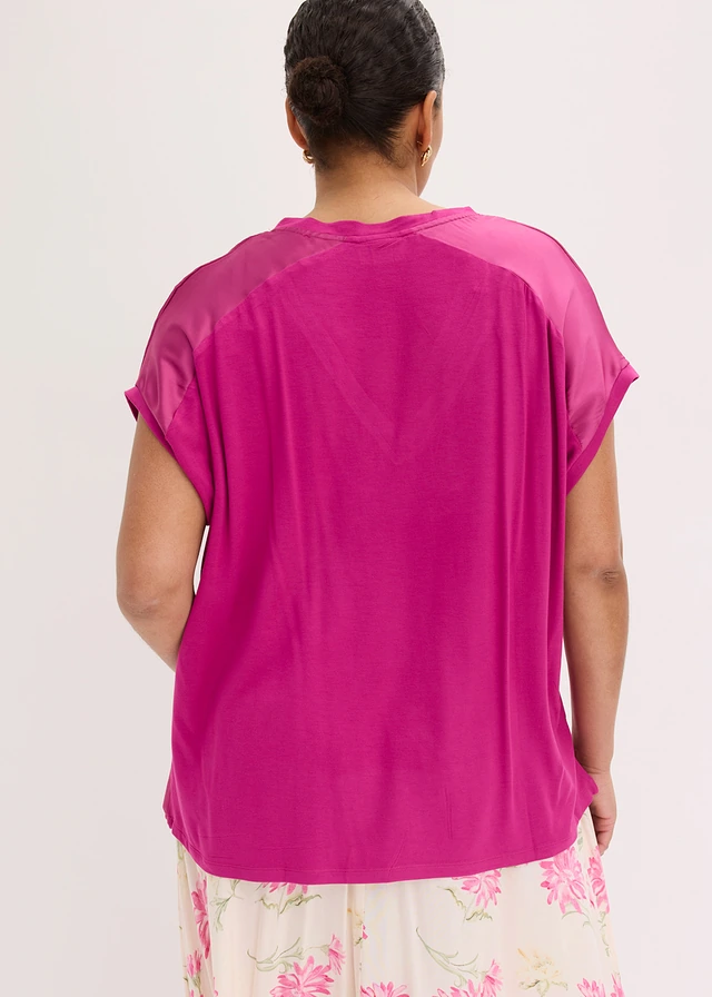 Shirt in een viscosemix, Kleur: fuchsiapink