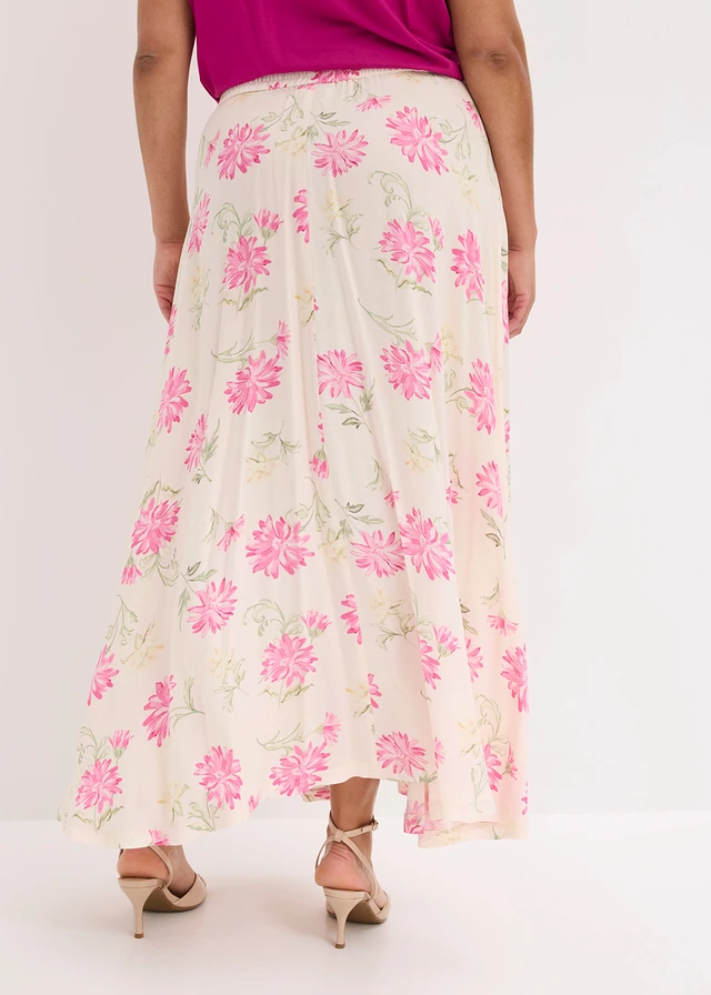 Maxirok van viscose, Kleur: lichtroze-pinklady gebloemd