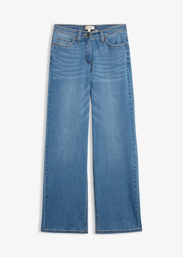 Jean large à taille mi-haute élastiquée
