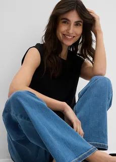 Jean large à taille mi-haute élastiquée • bleu clair denim used • Boutique bonprix